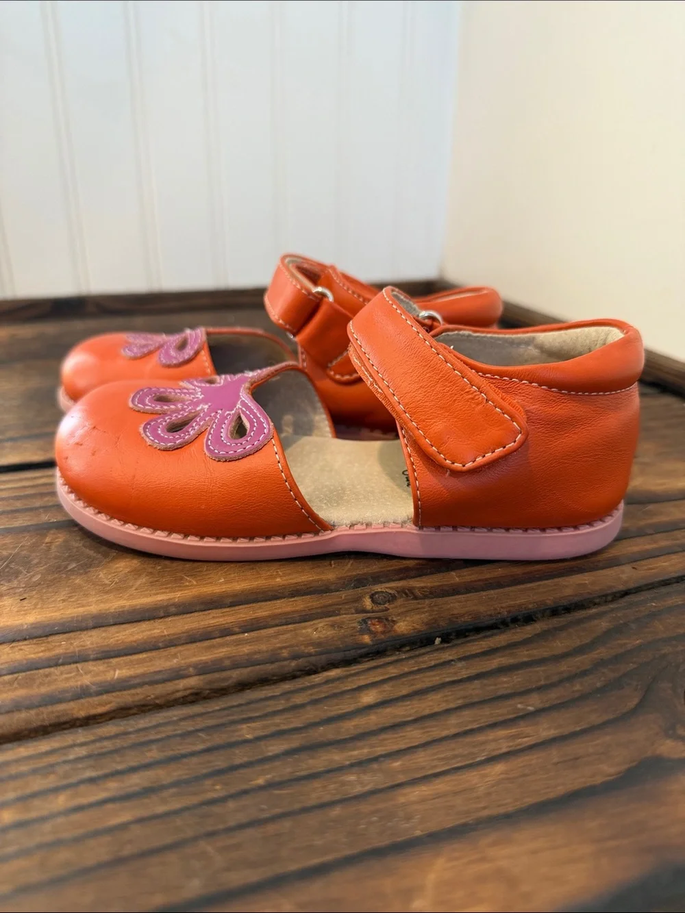 Matilda Jane Livie & Luca Orange Mary Janes with Pink Floral Cutouts